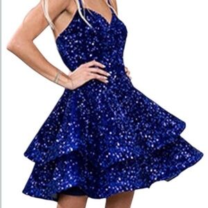 Elegant Blue Sequin Dress